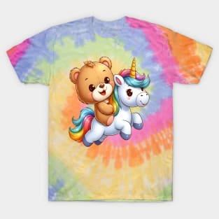 Cute Bear Riding a Happy Unicorn Kawaii T-Shirt